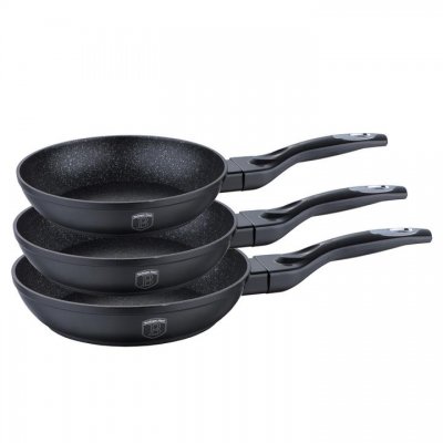 Ensemble de 3 poêles à frire en laque de marbre à flamme variable bh-1293n