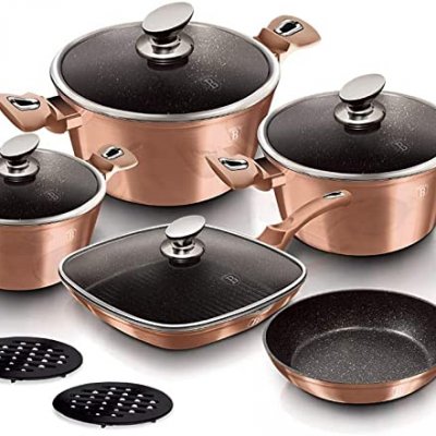 BERLINGER HAUS METALLIC LINE BH-6191 Ensemble de 11 casseroles en granit Or rose