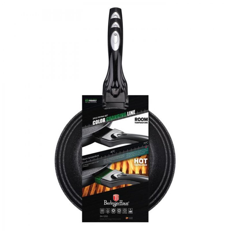 Ensemble de 3 poêles à frire en laque de marbre à flamme variable bh-1293n