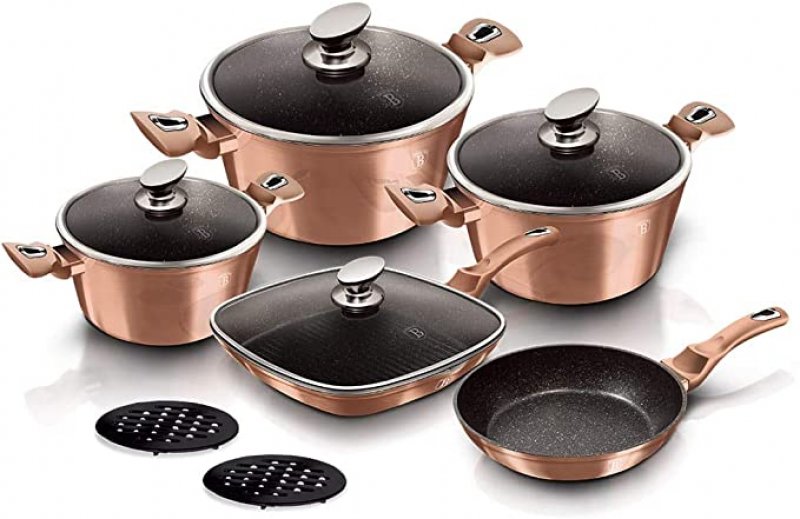 BERLINGER HAUS METALLIC LINE BH-6191 Ensemble de 11 casseroles en granit Or rose